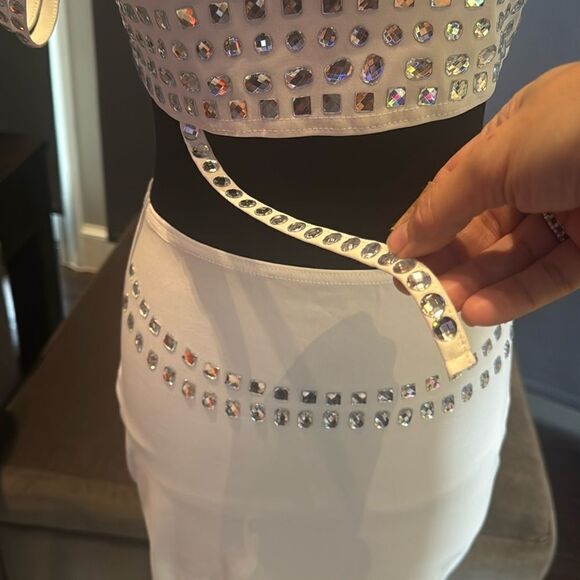 Women’s White Sparkly BodyCon 2 Piece Party Club Outfit Size M NEW *READ - Picture 3 of 10